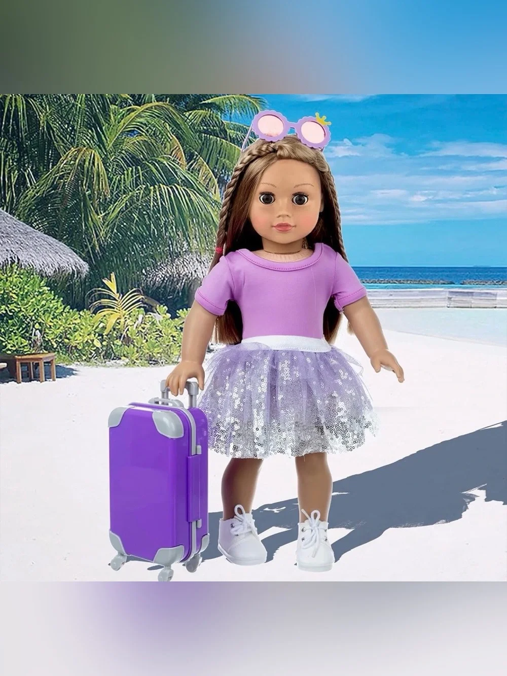 Travel Suitcase Play Set w/ Outfit & Accessories for 18” Dolls